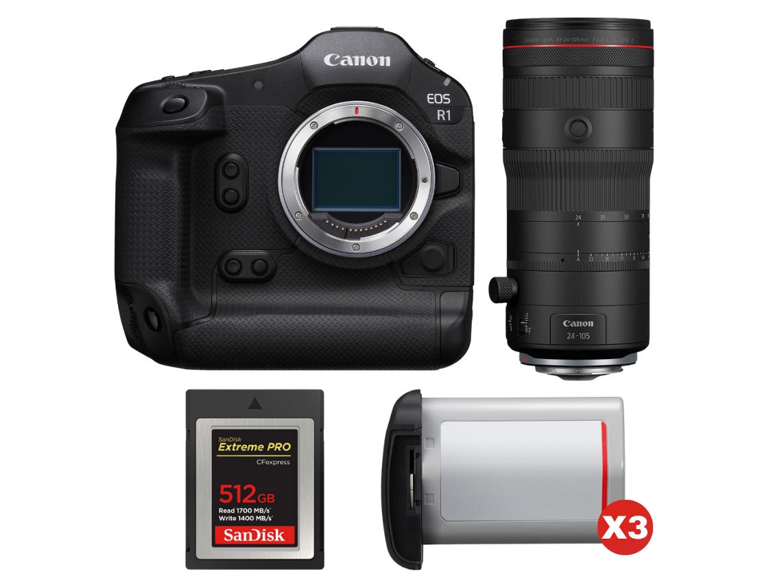 Canon Eos R1 + Rf 24-105mm F/2.8 L Is Usm Z + 1 Sandisk 512gb Extreme Pro Cfexpress Type B + 3 Canon Lp-e19 + Ebook Pricedirect