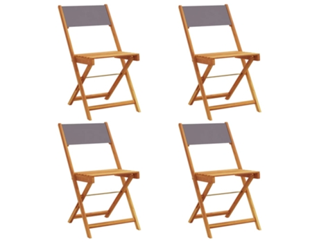 Conjunto 4 Silla De Jardín VIDAXL Antracita Madera