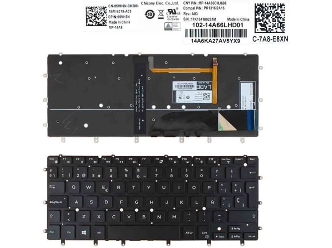 Teclado Retroiluminado para Portátil Dell Xps 13 9343 9350 7347 7348 Negro