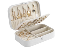 Joalheria De Viagem - Pequena Joalheria Com Capacidade Para Guardar Colares, Anéis, Pulseiras E Brincos - Branco