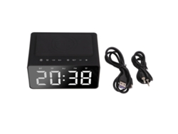 Reloj Despertador Digital Inalámbrico Led Con Carga Móvil Fm Espejo Para Dormitorio