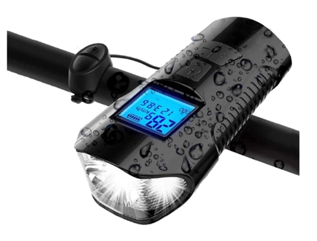 Luz de bicicleta USB recargable Luz de bicicleta Delantero Trasero Super brillante Velocímetro de bicicleta a prueba de agua Modo 4 - Negro ENZONS