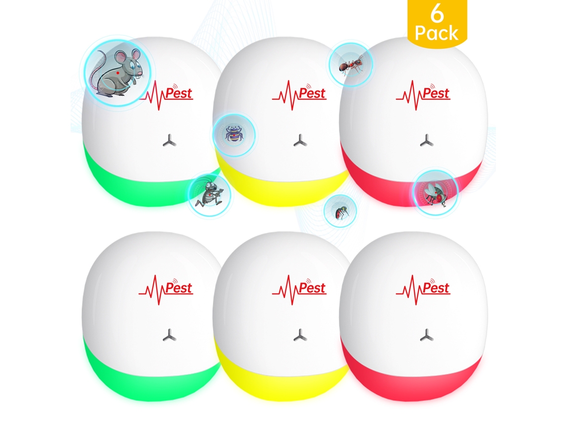 Repelente Ultrasónico De Plagas, Paquete De 6 Unidades, Repelente Electrónico De Plagas Para Uso En Interiores Con Enchufe Estándar Europeo. Czhhmart