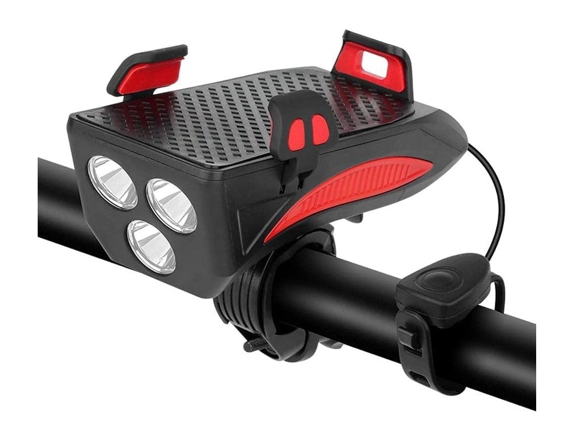 Cargador Luz Bicicleta Buzina Recarregável Guiador Farol Modos Iluminação YIZHOOD Rojo