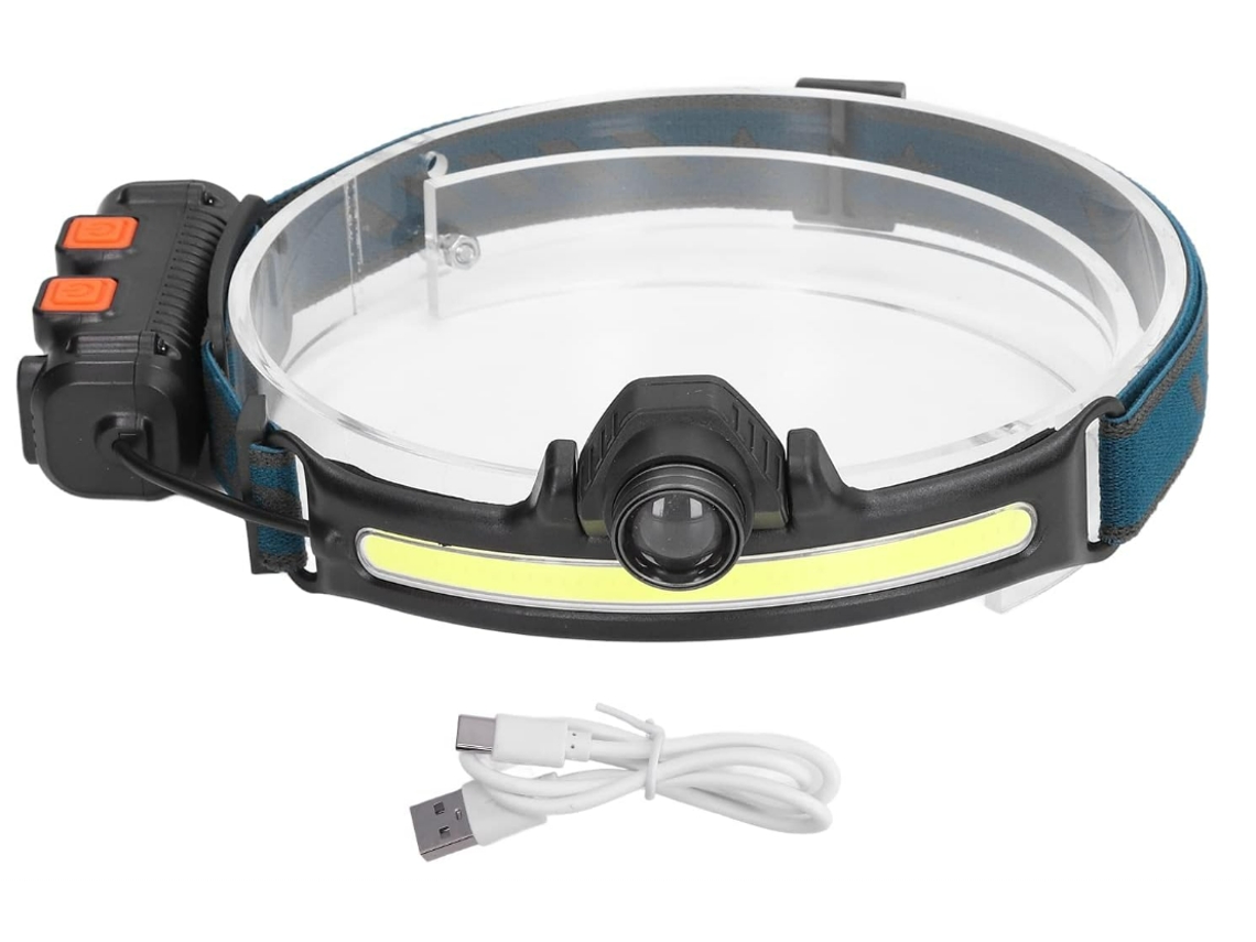 Linterna frontal LED de inducción de alto brillo, recargable por USB, con zoom, luz de trabajo impermeable Yizhood (negra)
