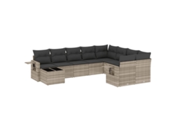 Maison Exclusive - Conjunto de sofás de jardín de 10 piezas con cojines, mimbre, gris claro