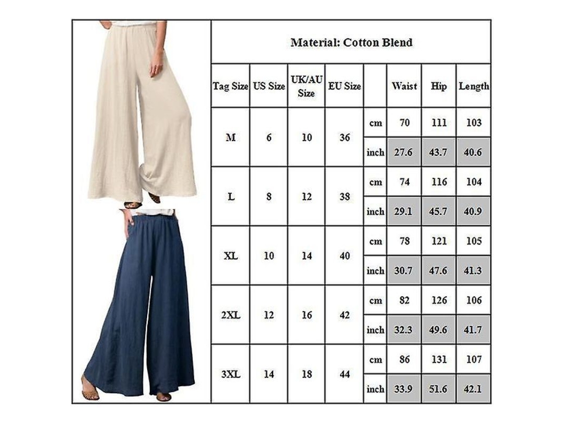 2026-pantalones Anchos Para Mujer Con Cintura Elástica, Sueltos Y Casual De Mezcla De Algodón