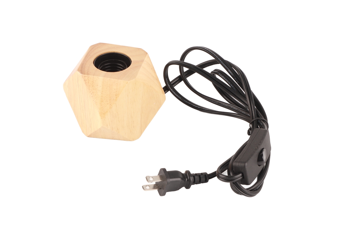 Bj-base De Lâmpada De Madeira Diamante Com Socket E26, Pequena Base De Mesa Moderna Para Decoração Residencial
