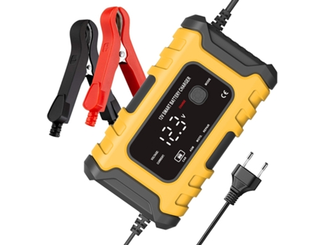 Cargadores de batería de motocicleta FOXSUR 12V6A mantenedor de cargadores de batería inteligentes completamente automáticos amarillo eu