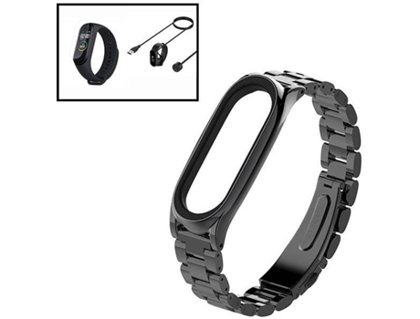 Kit Correa Acero Stainless Lux + Herramienta + Cargador Usb Charger + Protector Pantalla Gel Full Cover PHONECARE Xiaomi Mi Band 6, Mi Smart Band 6...