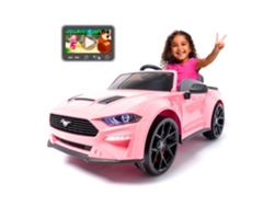 Coche eléctrico infantil Ford Mustang de 24 V con pantalla MP4 y función Drift - Rosa - Ataa