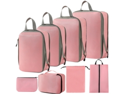 Bolsa de almacenamiento de compresión, juego de 8 piezas, bolsa de viaje ligera, color rosa Siurn