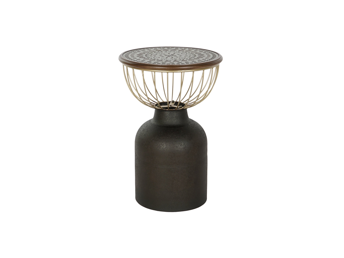 Mesita Auxiliar Abeto Metal Negro 43,5x43,5x63,5cm