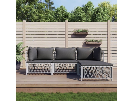 Conjunto 4 de muebles de jardín VIDAXL y cojines acero blanco