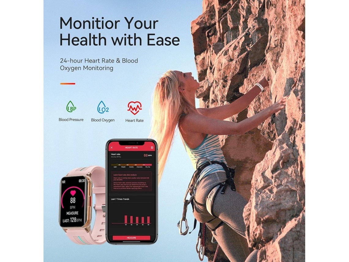 Reloj inteligente con monitor de actividad física y pantalla táctil de 1,57 pulgadas, monitor de frecuencia cardíaca y oxígeno en sangre, IP68, Bestvite