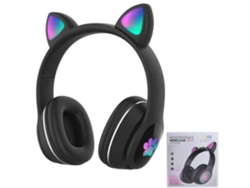 Negro con paquete Auriculares inalámbricos Bluetooth V5.0 Auriculares estéreo plegables para juegos con micrófono Linda oreja de gato