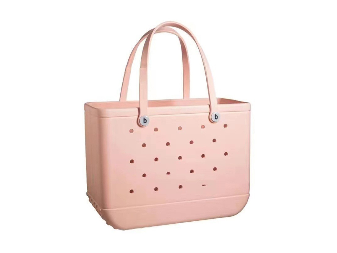 Elegante bolso de playa de EVA, bolso de mano para nadar, bolso de playa grande con agujeros para ir de compras, nadar y hacer picnic, rosa