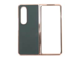 Capa Protetora Couro Real Para Samsung Galaxy Z Fold 4 Anti-arranhões Nano Plating Verde