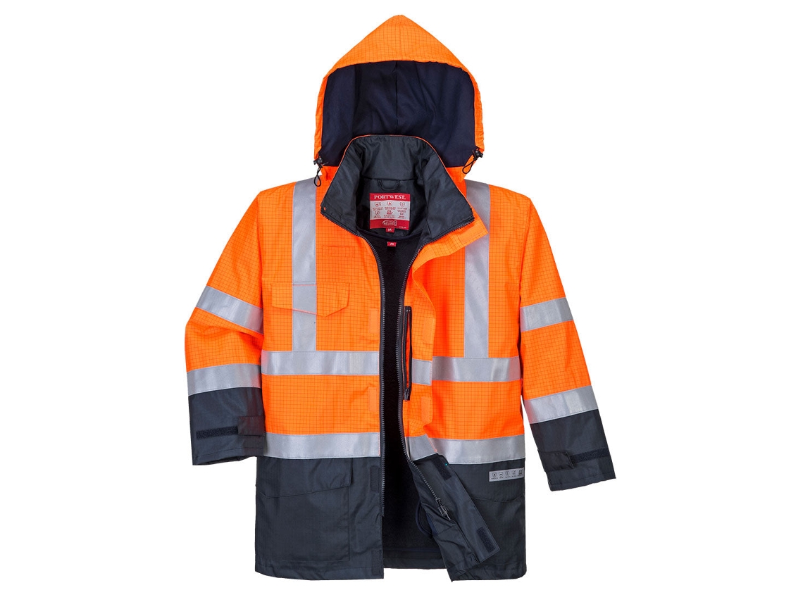 Chaqueta De Alta Visibilidad Multi-protección Bizflame Rain Amarillo Marino / Xxl