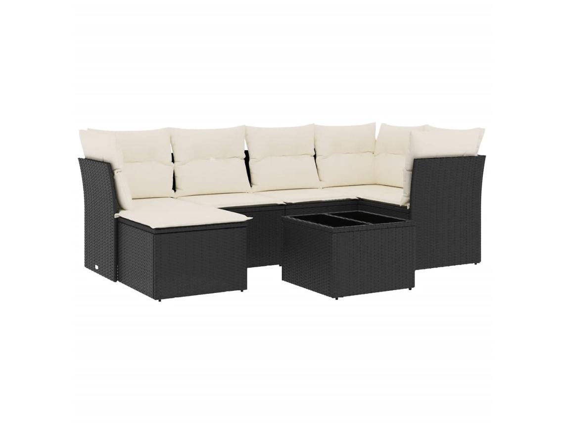 Maison Exclusive - Set De Comedor De Jardín 7 Pzas Y Cojines Ratán Sintético Negro