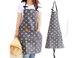 Linjou de algodón para mujer con bolsillos ajustables para cocinar, hornear y limpiar la casa (a) Gris