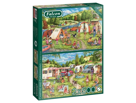 Puzzle Falcon de luxe Camping and Caravanning 2x500 pcs rompecabezas 500 pieza(s) Gente