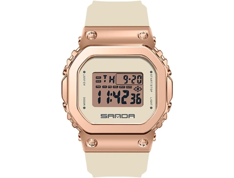VEANXIN Reloj de pulsera impermeable con pulsera digital cuadrada-Blanco