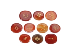 10 Peças Pedras de Runa Gravadas com Símbolos de Cura para Meditação e Adivinhação Ágata Vermelha