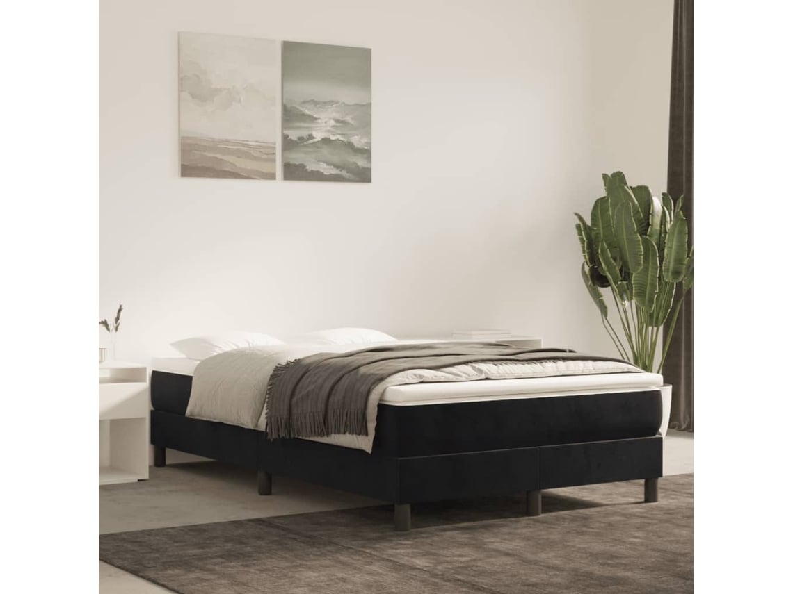 Estructura De Cama Sin Colchón Terciopelo Negro 120x200 Cm
