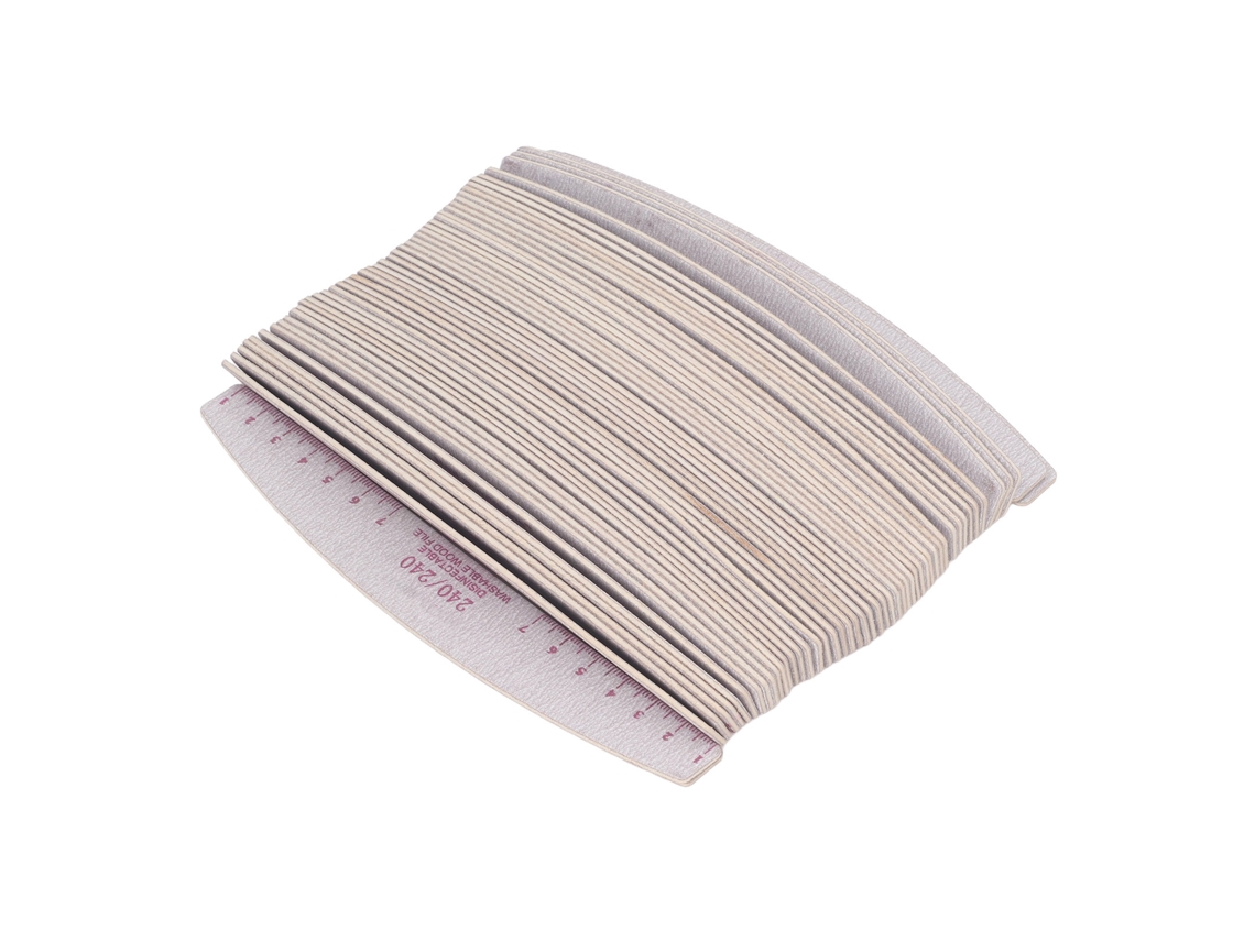 50 limas de uñas de grano 240/240 para quitar esmalte y gel, con forma de media luna para uso doméstico y profesional.