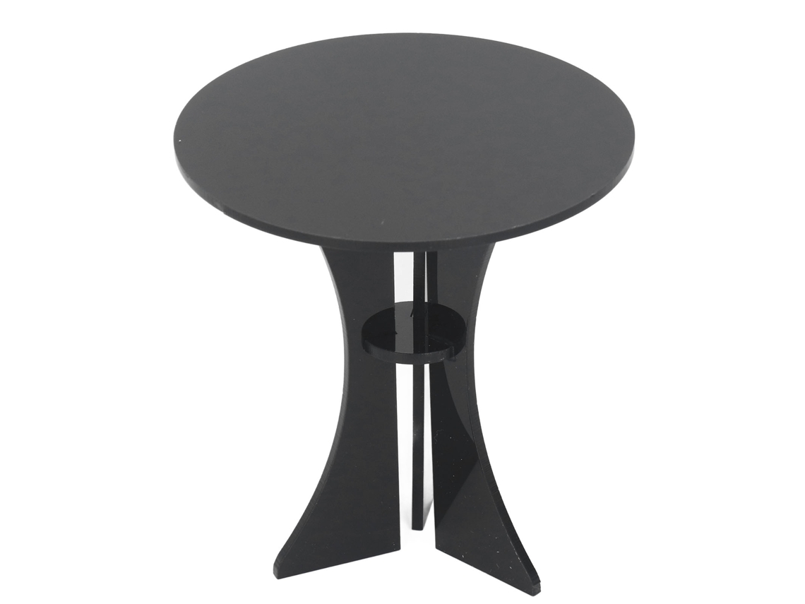 Mesa Redonda Miniatura Para Casa De Muñecas Negra Estable Acrílico Escala 1:6 Decoración Multiusos