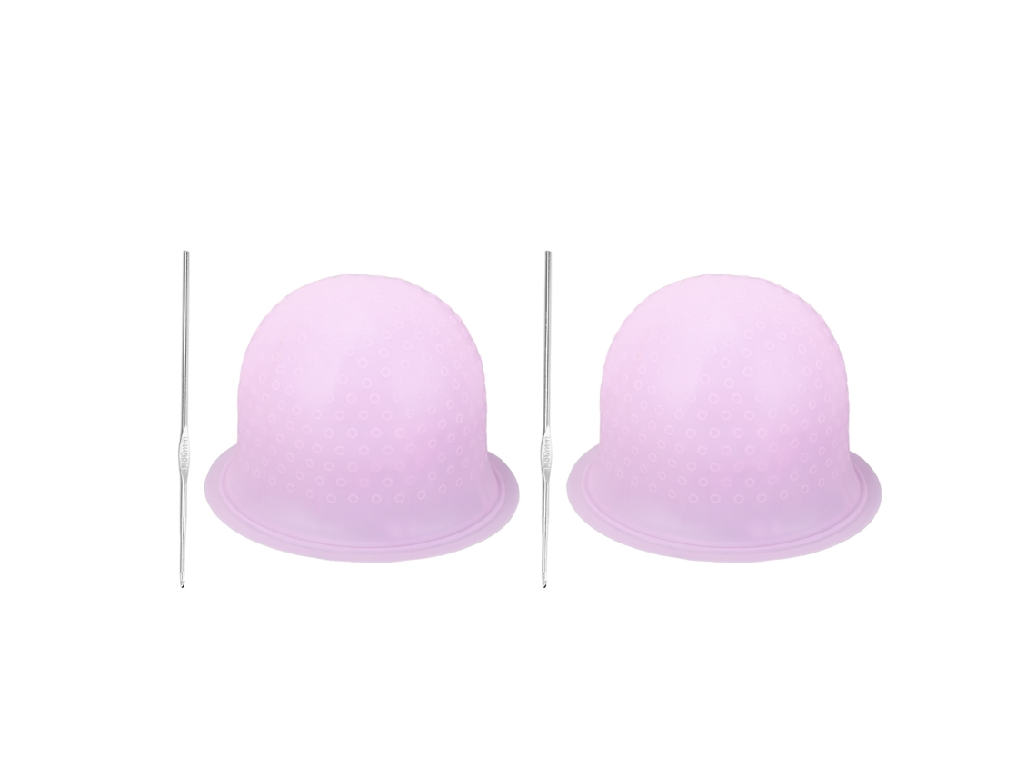2026-2 Set Gorro De Silicona Para Mechas De Pelo Reutilizável Com Gancho De Metal Rosa Profissional Para Tinturar E Colorir Cabelo