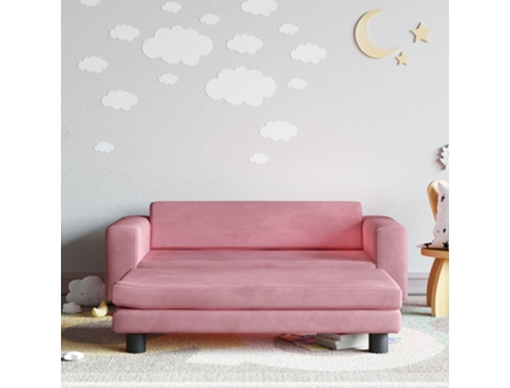 MAISON EXCLUSIVE Sofá para niños con reposapiés terciopelo rosa 100x50x30 cm