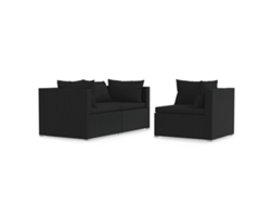 Maison Exclusive - Set De Muebles De Jardín 3 Pzas Y Cojines Ratán Sintético Negro