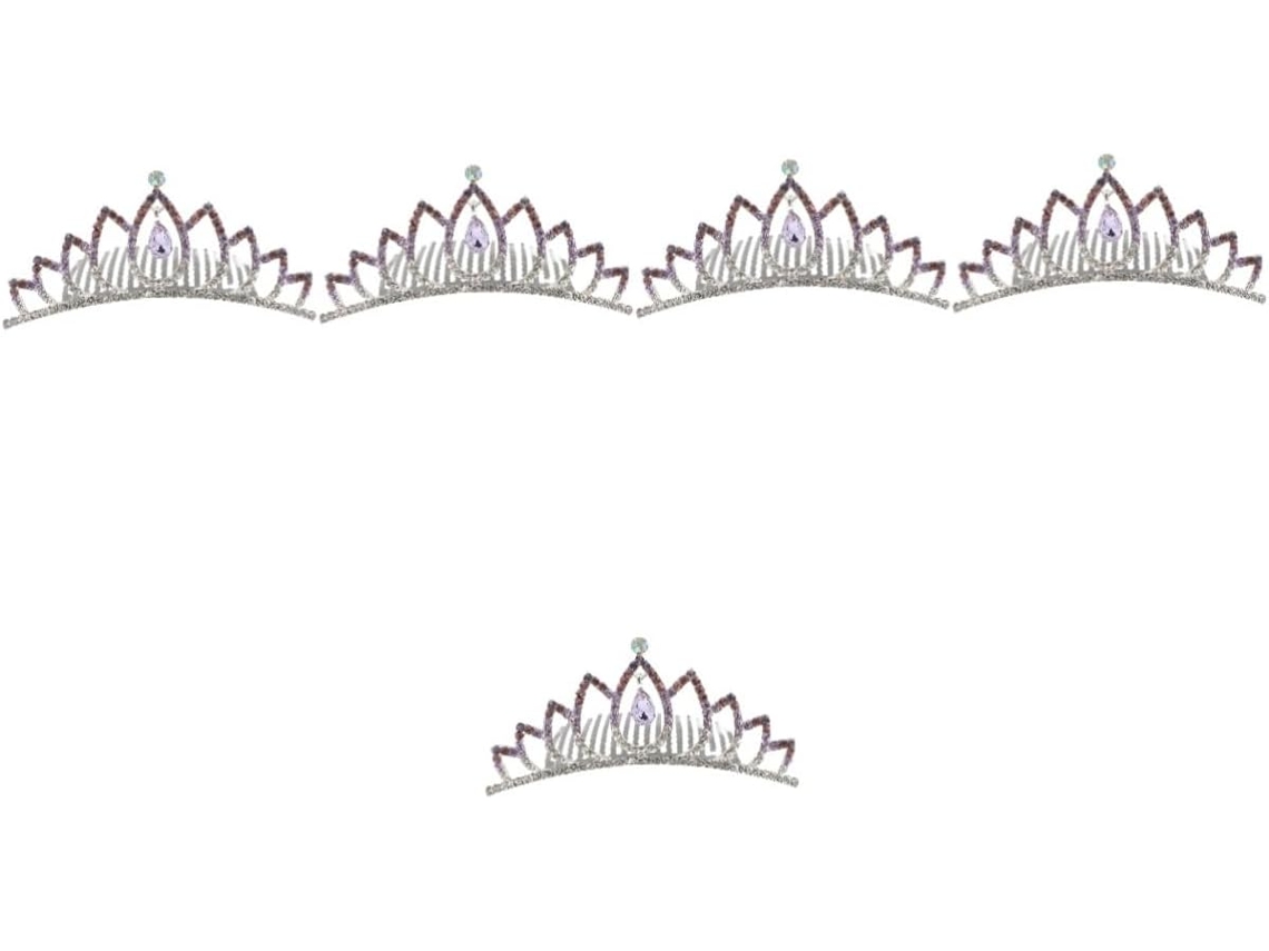 Conjunto De 5 Deslumbrantes Pentes Em Formato De Coroa Para Penteados De Noiva, Com Presilhas Que Imitam Strass.