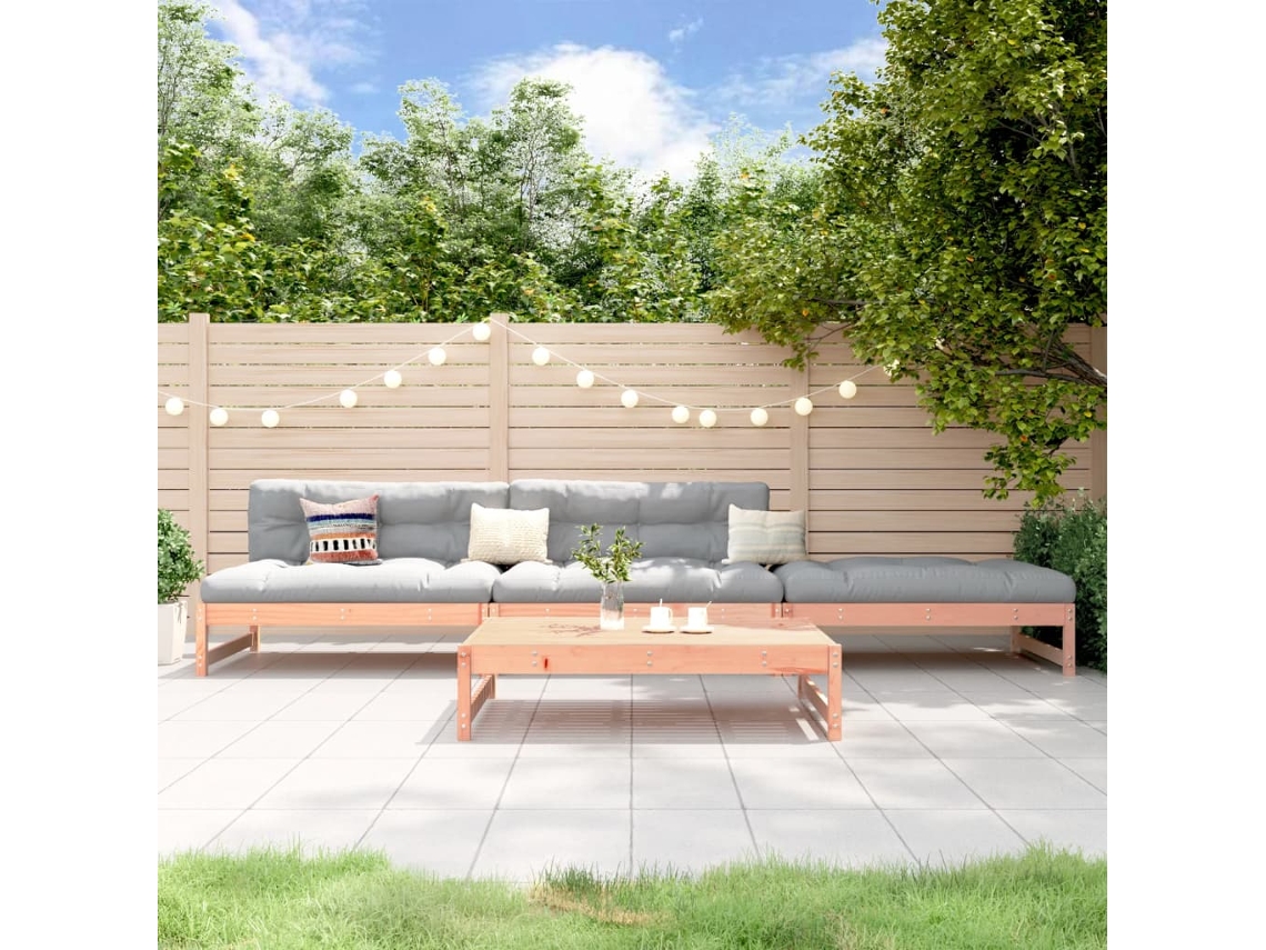 Conjunto Jardim Madeira Lounge 4 Peças de Douglas Maciça Dkd Home Decor