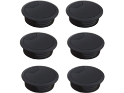 Gancho para cables negro de 50 mm para escritorio, ojal de plástico para cables, organizador de cables para escritorio (paquete de 6)