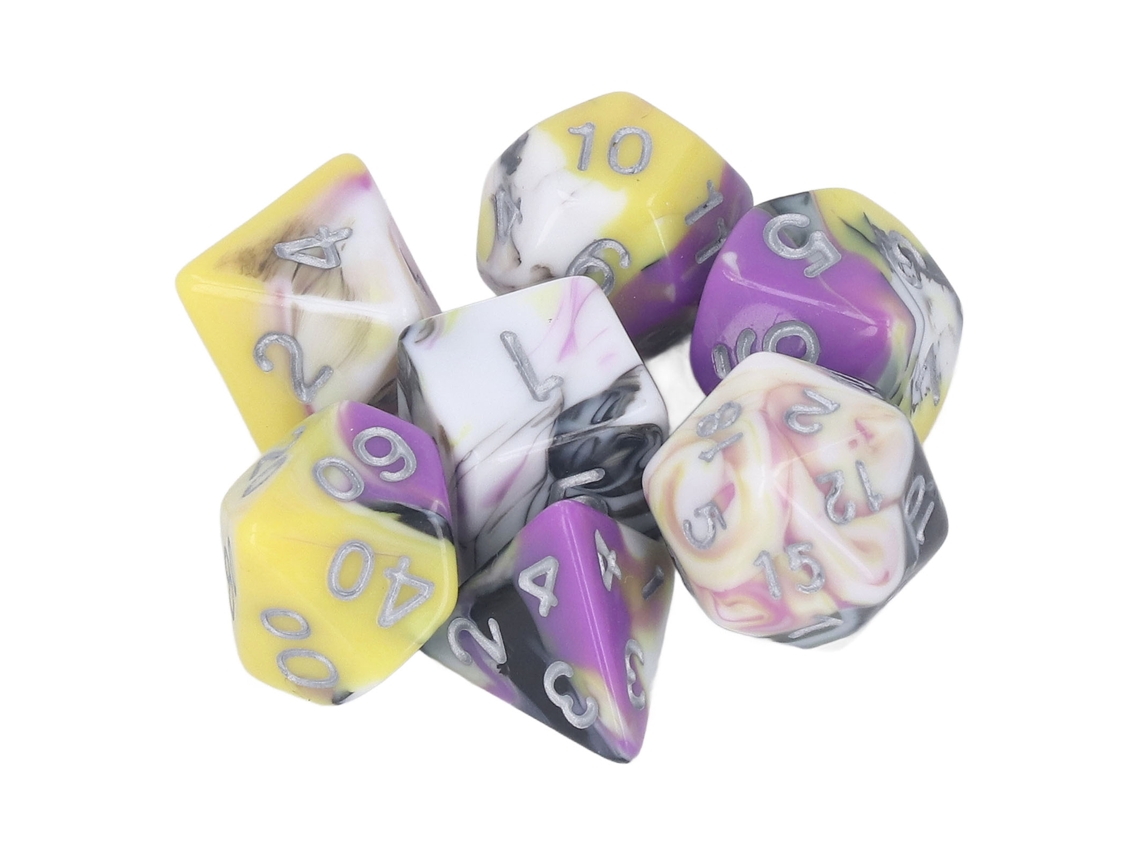 Dados poliédricos acrílicos Mali de 7 piezas para juegos de rol y de mesa, tipo 3
