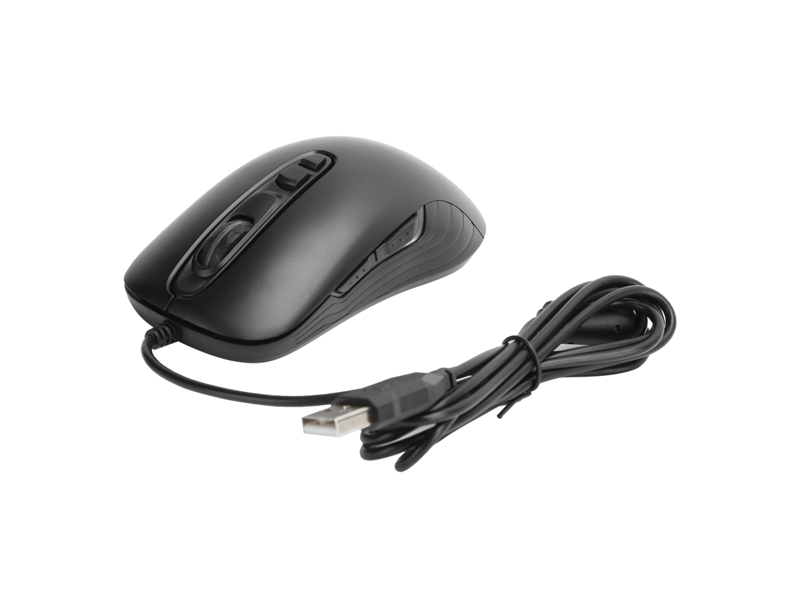 Ratón con cable Ajazz, 6 velocidades, DPI ajustable, 7 botones, Plug and Play, negro.