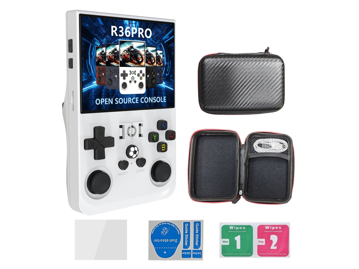 Nueva consola de juegos portátil de código abierto R36pro compatible con GBA, Arcade, Classic FC, Arcade, PSP portátil, jugable God of War White 128g Sfushos