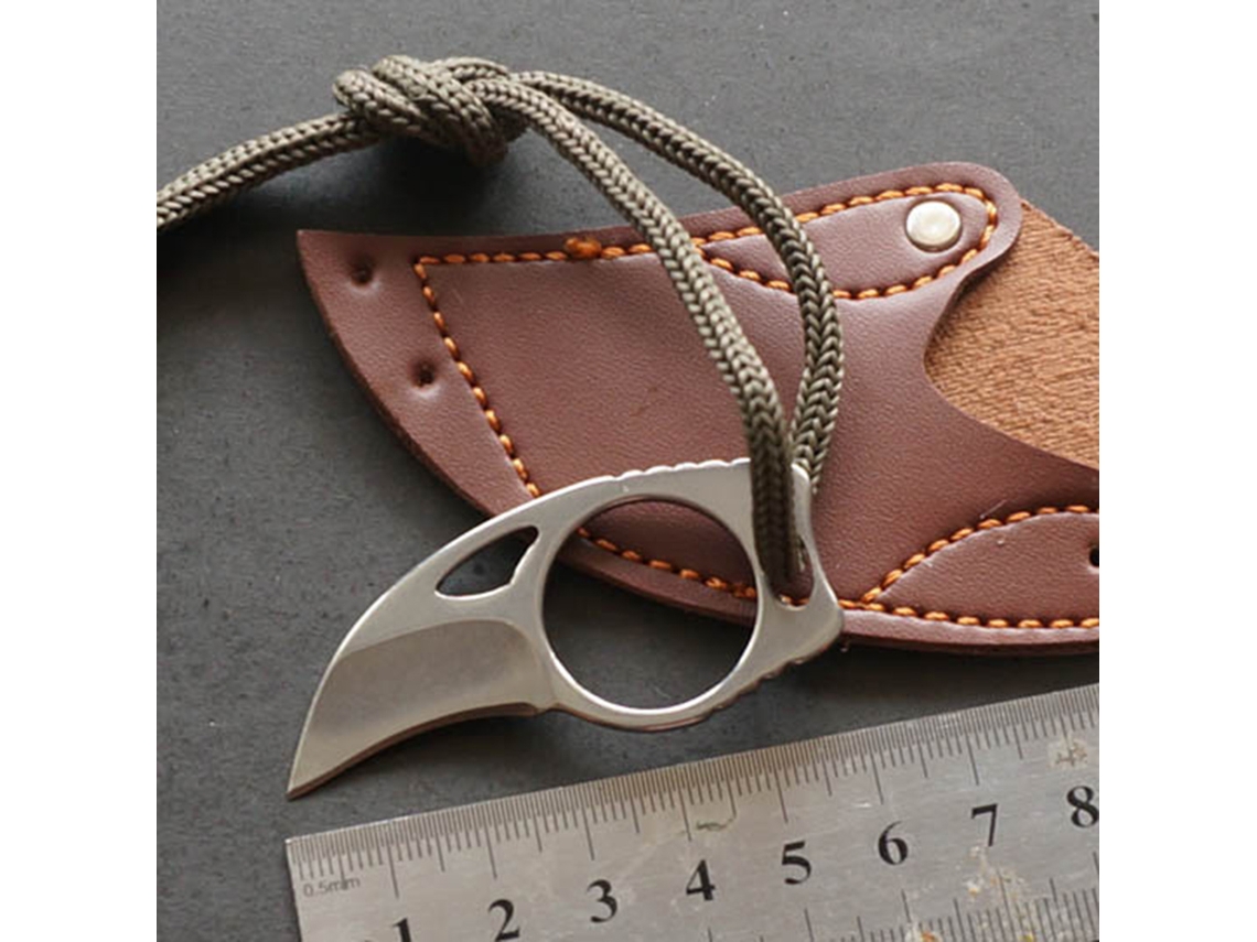 Machete De Supervivencia Con Garra Y Funda De Cuero, Pequeño, Portátil, Para Acampar, Herramienta Edc Para Actividades Al Aire Libre.