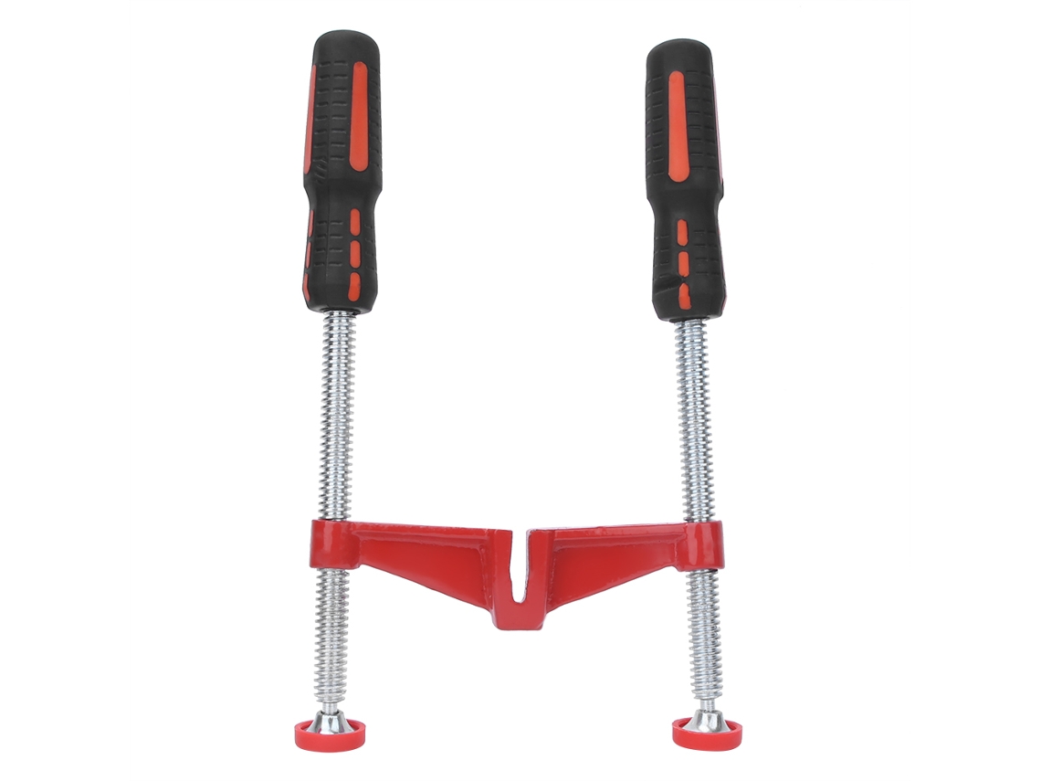 Abrazadera De Canto De Doble Husillo En Hierro Fundido Maleable Para Trabajos De Carpintería De Bricolaje: Agarre Rápido Y Firme.