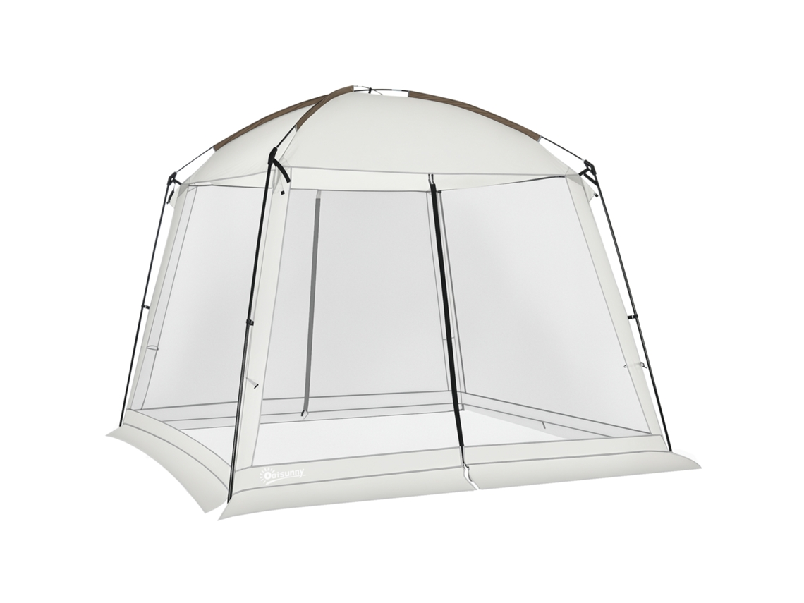 Tenda Jardim 3x3m, 6-8 Pessoas, 4 Mosquiteiros, 2 Portas, UPF50+, Bolsa, Branca | S/MARCA
