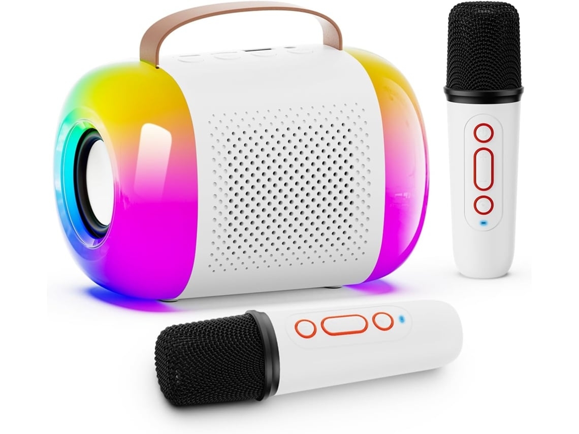 Mini Máquina De Karaoke Altavoz Bluetooth Portátil Con 2 Micrófonos Sin Hilo Y Luces Led Coloridas Adecuado Para Niños De 3 A 11 Años Yemaesre