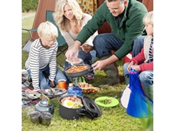 Juego De Cocina Para Camping Con Hornilla, Ollas, Hervidor Y Cubiertos Para Acampar, Hacer Senderismo Y Picnics - Para 2 Personas