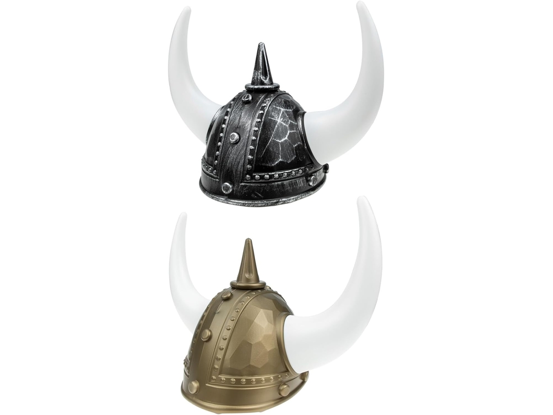 Conjunto De 2 Capacetes Medievais Com Chifres Para Adultos, Capacete Medieval Em Material Leve, Cor Dourada E