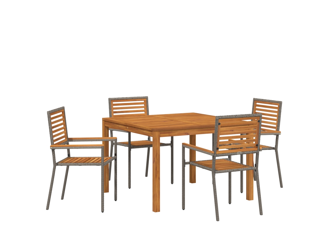 Juego de comedor Vidaxl de 5 piezas con cojines en ratán gris