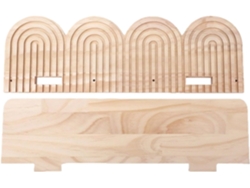 Estante de pared bohemio de madera, estante flotante decorativo para baño, estante colgante geométrico Slowmoose