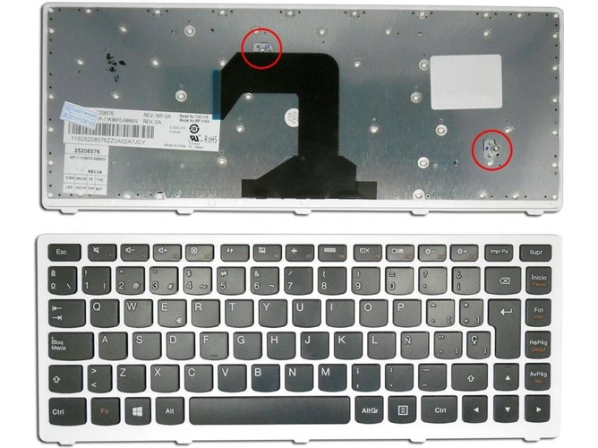 Teclado para Portátil Lenovo S400 Negro con Marco Blanco