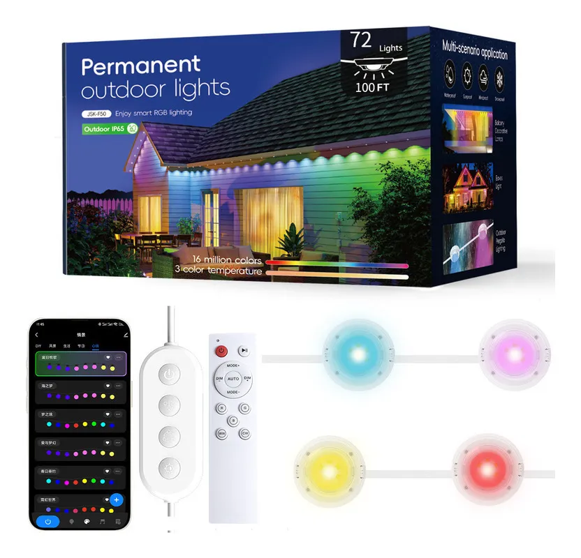 Nueva luz exterior inteligente RGBIC con 45 modos de iluminación de Eaves Vayotoy